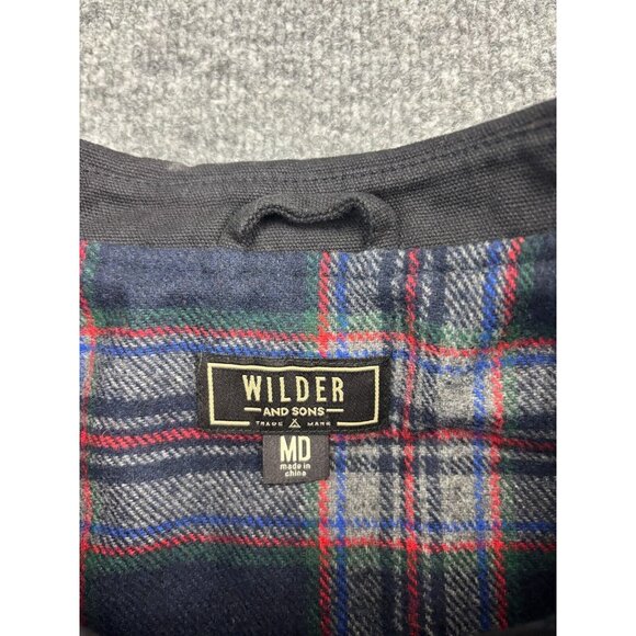 Wilder and Sons Coat Men's Medium Black Canvas Blanket Lined Button Up Chore - Picture 3 of 7